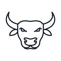 head face cow or buffalo line outlines simple logo vector icon illustration