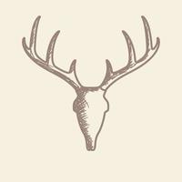 vintage head deer horn skull lines logo design vector icon symbol illustration