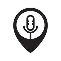 podcast microphone with pin map locations logo design vector icon symbol illustration