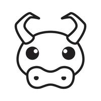 little cow line face head logo design vector graphic symbol icon sign illustration creative idea