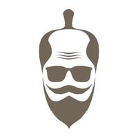 man hair style bald with beard vintage logo symbol icon vector graphic design illustration