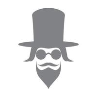 man head magician with long hat and beard logo vector icon illustration design