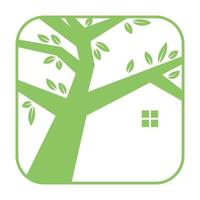 square tree with home green logo vector icon illustration design