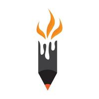 abstract pencil with fire logo symbol icon vector graphic design illustration