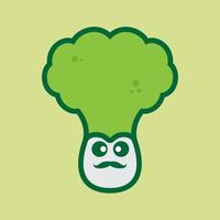 dibujos animados brócoli verde con bigote diseño de logotipo gráfico vectorial símbolo icono signo ilustración idea creativa vector