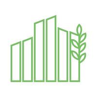 leaf line skyscraper logo vector icon illustration design