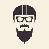 vintage man with helmet and beard logo symbol vector icon graphic design illustration