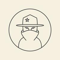 sombrero cabeza sheriff líneas logo vector icono símbolo gráfico diseño ilustración