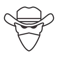 head cowboys lines with mask logo vector symbol icon design graphic illustration
