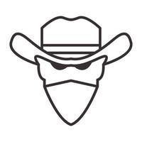 head cowboys lines with mask logo vector symbol icon design graphic illustration