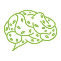 green leaf lines mind logo vector icon illustration design