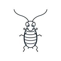 animal insect cockroach simple lines cute cartoon logo vector icon illustration design