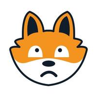 illustration cartoon fox head face sad logo icon vector