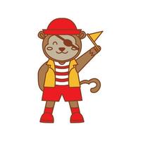 kids monkey or ape as pirate cute cartoon logo vector  illustration