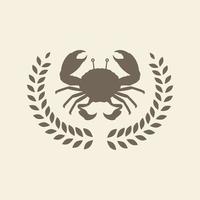ilustración de símbolo de icono de vector de diseño de logotipo simple de cangrejo de marisco vintage