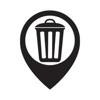 rubbish bin dump with pin map location logo symbol icon vector graphic design illustration idea creative