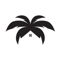 Palmera con el símbolo del logotipo de la casa icono de vector ilustración diseño gráfico