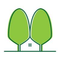 cute tree with home nature logo symbol icon vector graphic design illustration