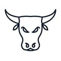 Ganado animal o cabeza de línea de vaca diseño de ilustración de icono de vector de logotipo simple