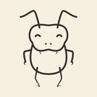 animal insect beetle lines cartoon cute happy logo design vector icon symbol illustration