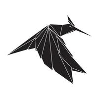 Ilustración de diseño gráfico vectorial de icono de símbolo de logotipo de colibrí negro geométrico
