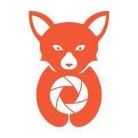 cute animal fox with camera logo symbol icon vector graphic design illustration
