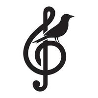 notes music and bird  logo vector icon illustration design
