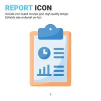 Report icon vector with flat color style isolated on white background. Vector illustration result sign symbol icon concept for digital business, finance, industry, company, apps, web and project
