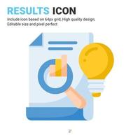 Results icon vector with flat color style isolated on white background. Vector illustration result sign symbol icon concept for digital business, finance, industry, company, apps, web and project