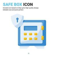 Safe box icon vector with flat color style isolated on white background. Vector illustration safety box sign symbol icon concept for digital business, finance, industry, company, apps and project