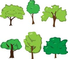 set of green trees vector