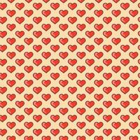 Red hearts on the yellow background in cartoon style of 70s . Abstract seamless pattern. illustration. Vector illustration