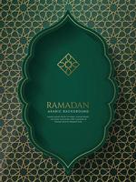 Ramadan Kareem, Islamic Arabic Green Arch Pattern Background with Beautiful Ornament vector