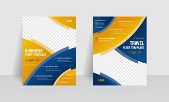Semi Circle Elements with gradient blue and orange colors flyer, banner, brochure design set. Suitable for your outdoor products and travel agency. vector