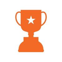 simple trophy win won winner with star logo vector icon illustration design