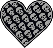 valentine skull with heart, grunge vintage design t shirts vector