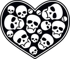 valentine skull with heart, grunge vintage design t shirts vector