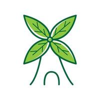 windmill line art outline leaf plant green logo vector icon design