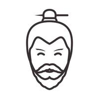 líneas hombre cabeza barba japón cultura logotipo símbolo vector icono ilustración diseño