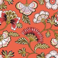 Floral seamlessl pattern. Ornamental backdrop design with fantastic flowers and leaves.  Flourish tiled background. vector