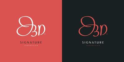 BD Initial Logo Design with Handwriting Style. BD Signature Logo or Symbol for Wedding, Fashion, Jewelry, Boutique, Botanical, Floral and Business Identity vector