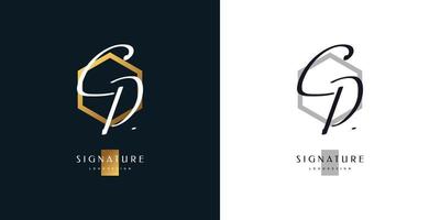 Initial CD Logo Design with Elegant Handwriting Style. CD Signature Logo or Symbol vector