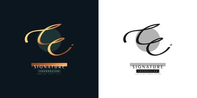 Initial CC Logo Design with Elegant Gold Handwriting Style. CC Signature Logo or Symbol vector