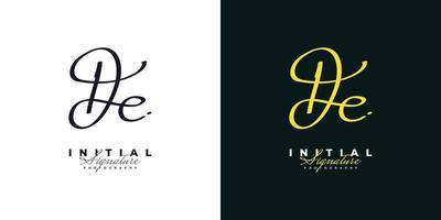 DE Initial Logo Design with Elegant Handwriting Style. DE Signature Logo or Symbol for Wedding, Fashion, Jewelry, Boutique, Botanical, Floral and Business Identity. Feminine Logo vector