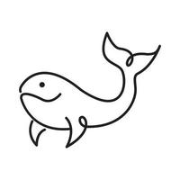 líneas ballena linda caricatura sonrisa logotipo símbolo vector icono ilustración diseño gráfico