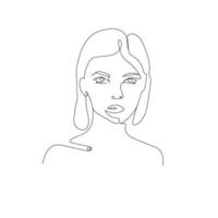 Continuous line drawing of woman face, fashion concept, minimalist beauty of woman with geometric pattern, Isolated on white background. One-row continuous drawing. vector illustration