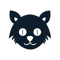 cat or kitty or kitten or pet head black cute logo vector  illustration design
