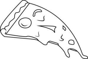 rebanada plana de contorno de pizza vector