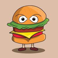 Funny Hand Drawn Standing Burger vector