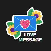 The sticker is a love message. A smiling heart in an envelope. vector